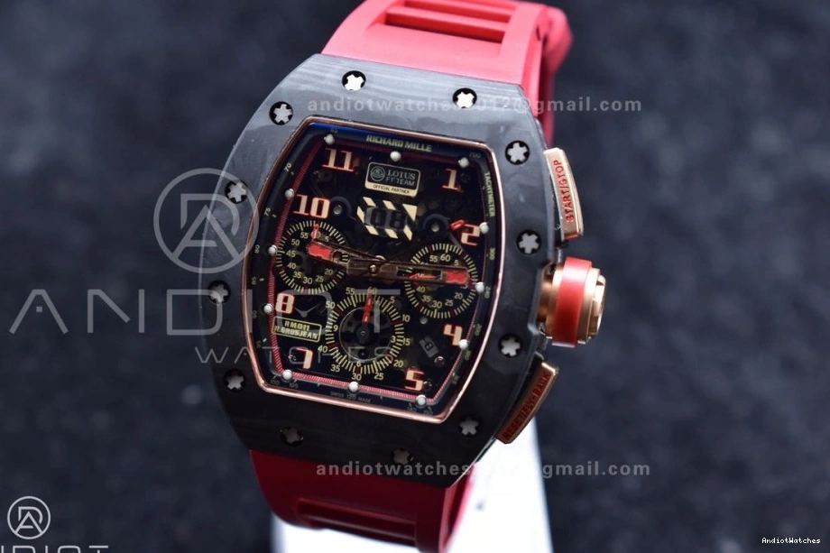 Lotus Edition 1020 RM011 Crystal Dial A7750 V Rubber Red on Strap ModernLook Best Chrono NTPT KVF 1:1 1117